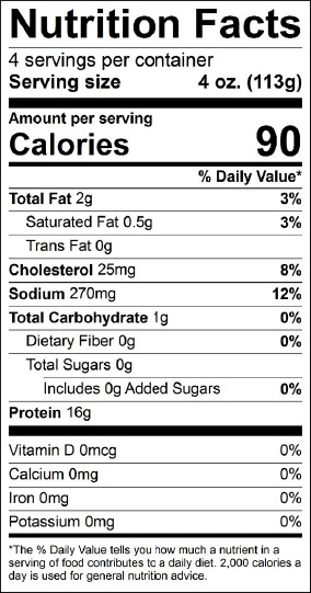 Nutrition Facts for Swai